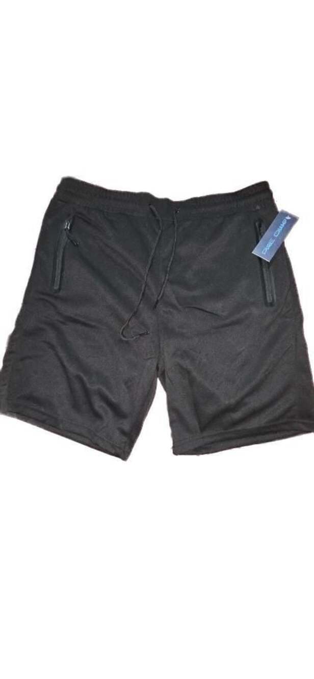 Pure Champ Men's Black Athletic Drawstring Shorts with Zipper Pockets